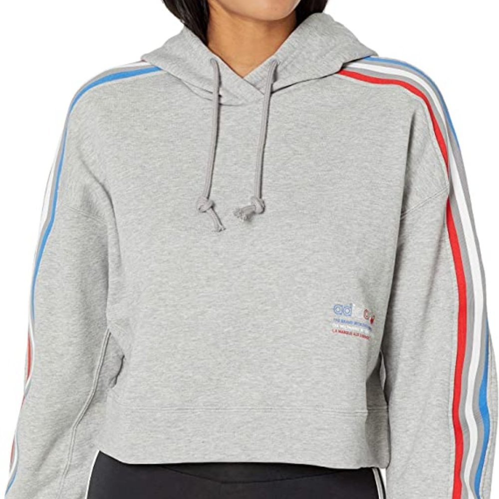 🆕adidas Originals Women's Cropped Hoodie, Large - Grey Heather, Brand NEW, NWT
